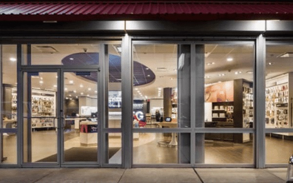 front door of a retail store