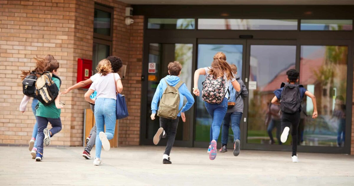 Children Running to School