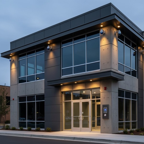 Modern hurricane protection for commercial buildings.