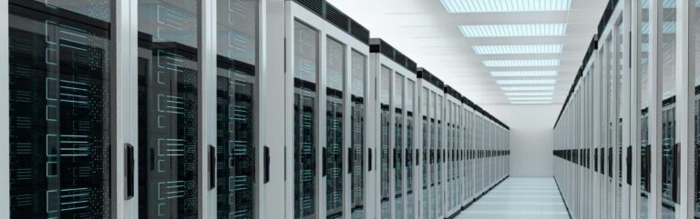 High-security data center server room.