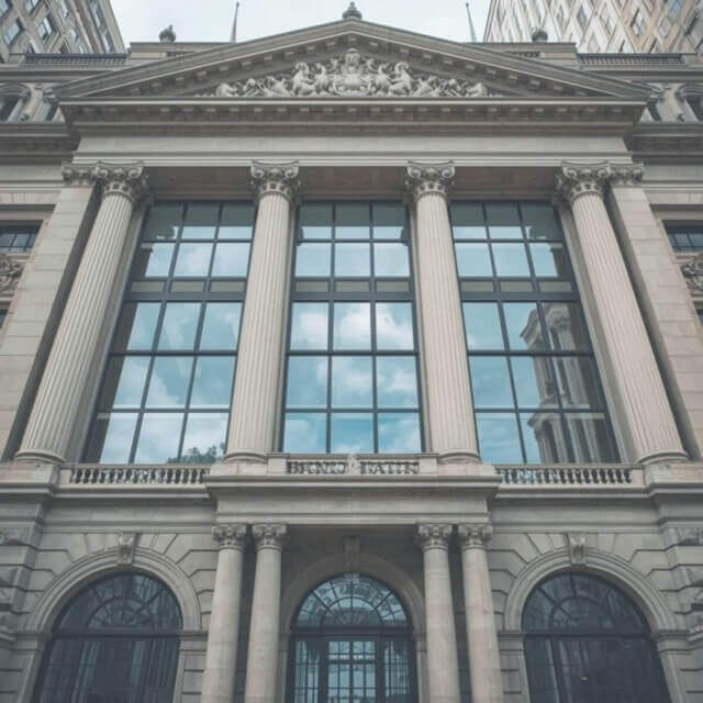 Front view of bank