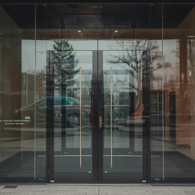 Glass doors leading into a building