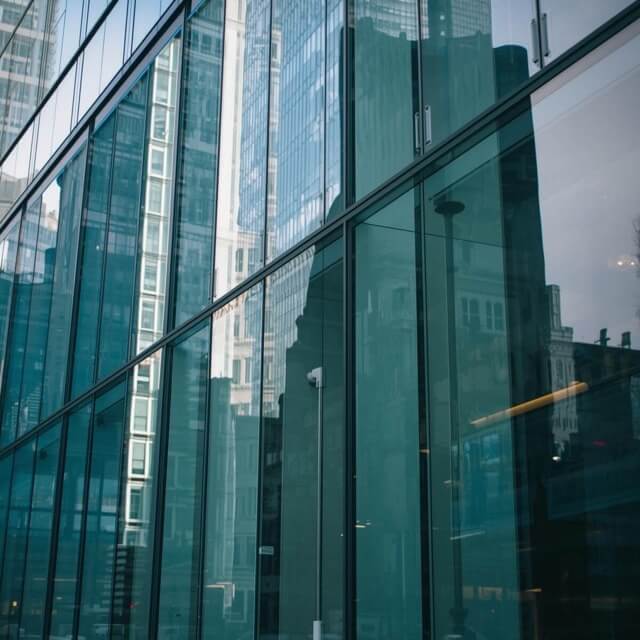 Ground floor glass windows on a bank