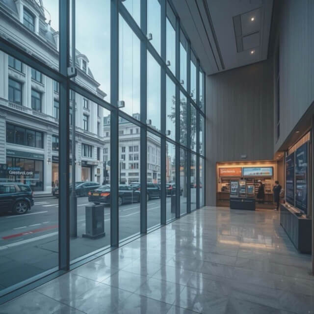 Office building inside windows