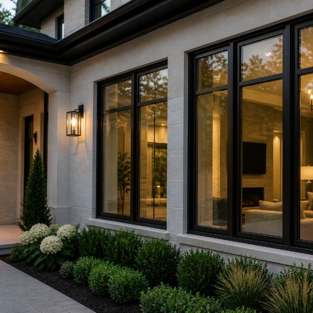 Outside view of a home with bulletproof windows.