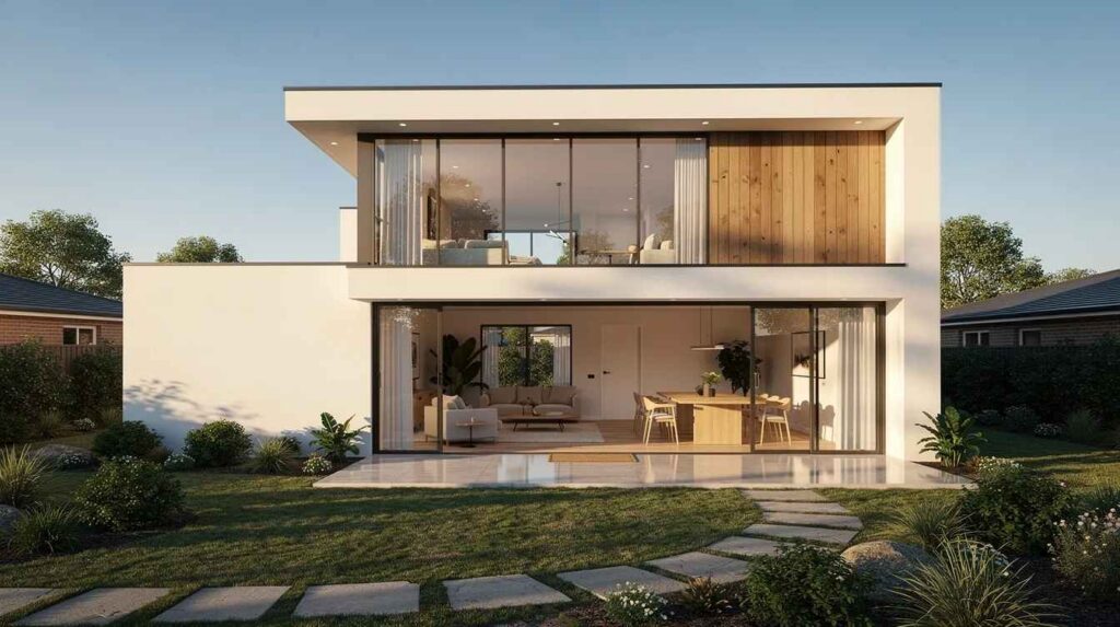 A modern residential home features large picture windows that flood the living spaces with natural light, while incorporating bullet resistant glass for enhanced security. These windows combine aesthetic appeal with intelligent security solutions to provide reliable protection against potential threats.