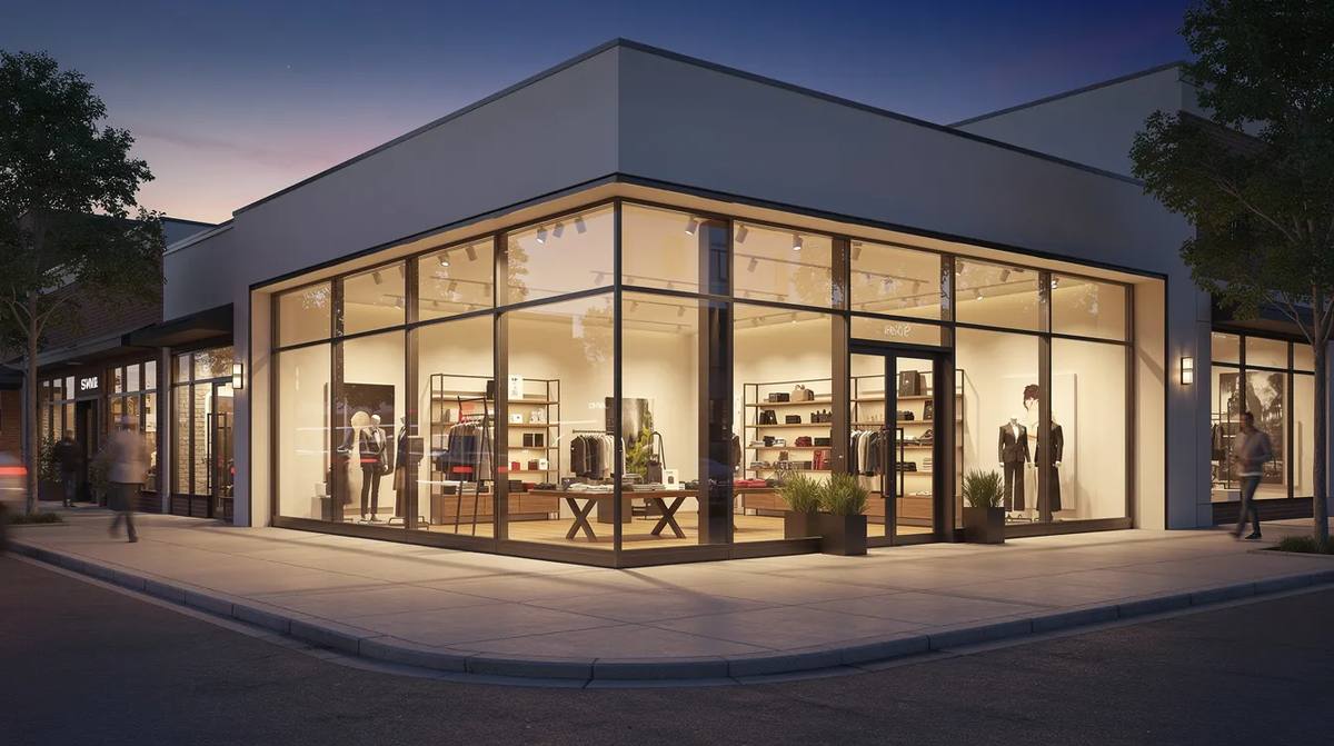 A retail storefront with riot security glass.